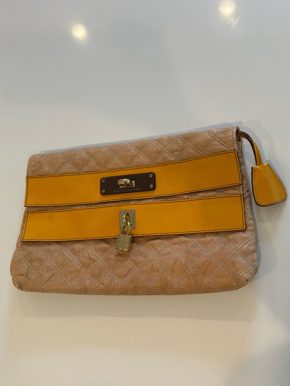 MARC JACOBS double folded quilted lock clutch bag early 2000s